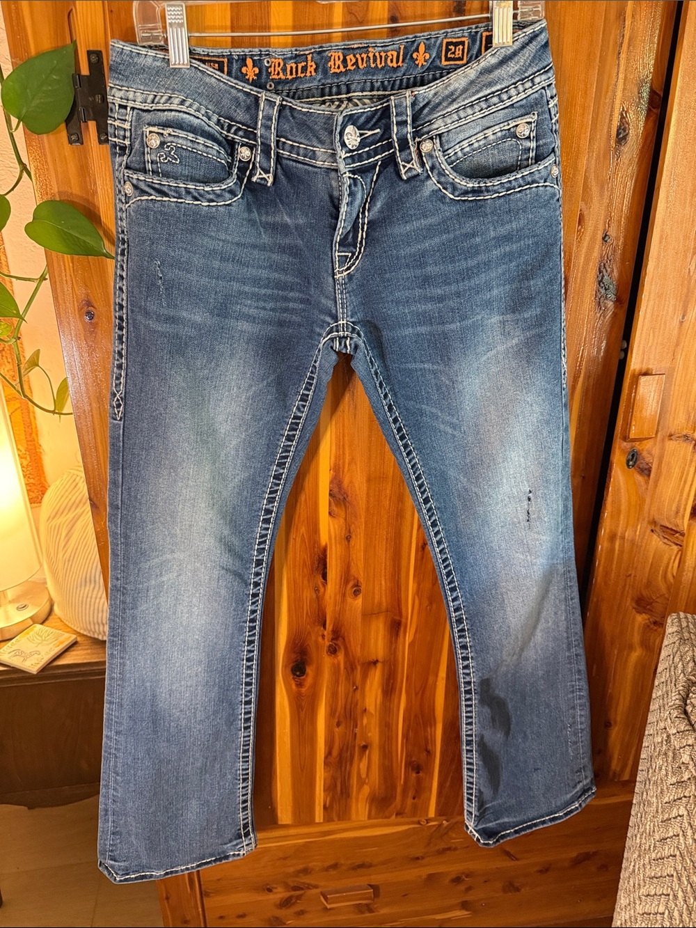 Rock Revival Women’s Medium Blue Bootcut Jeans with Fading
